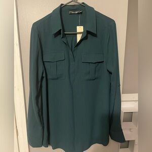 Doe & Rae Teal Blouse with Pockets